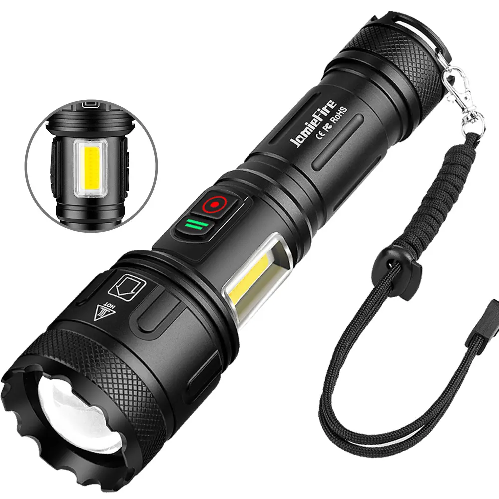 Dual Switch lommelygte 15.000 Lumen + Genopladeligt Batteri