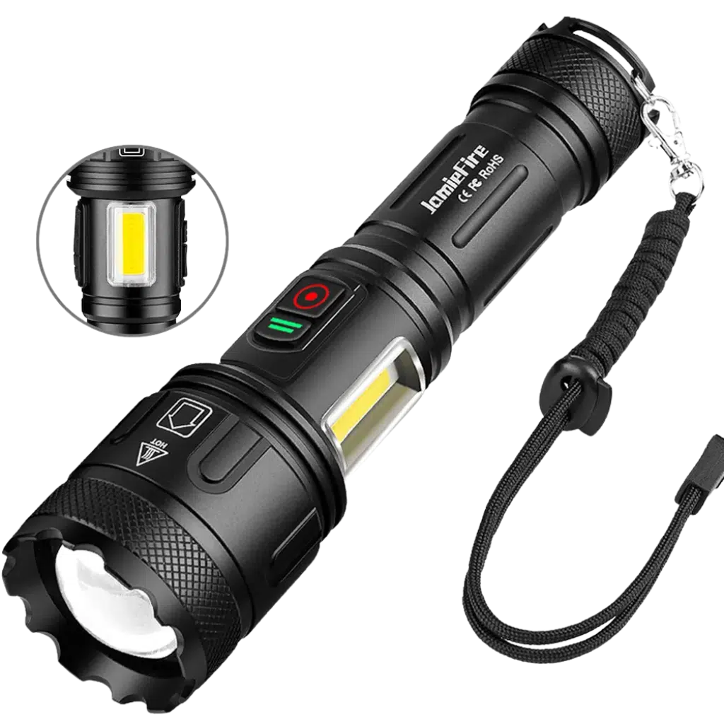 Dual Switch lommelygte 15.000 Lumen + Genopladeligt Batteri